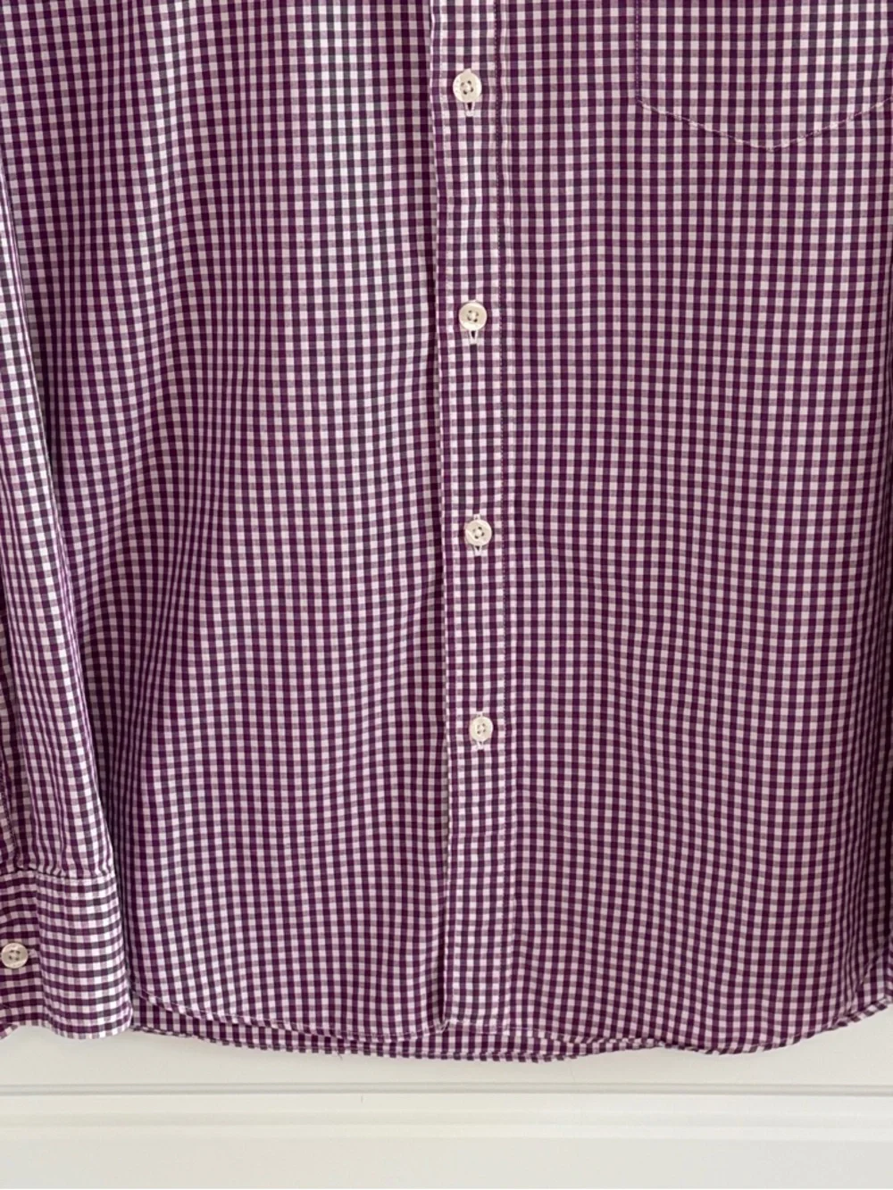 J. Crew Mens Purple White Gingham Checkered Lightweight Button Down Shirt Large